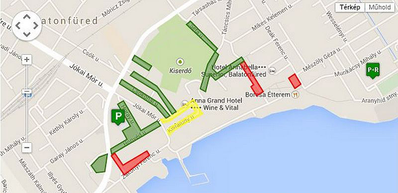 Parkolási zónák Balatonfüred